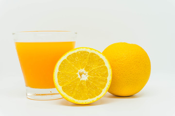 Orange juice and slices of orange isolated  on white background