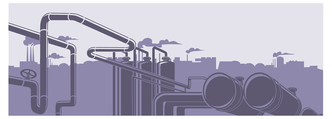 Industrial factory landscape  illustration 