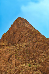 climbing on hill in gorge of todra in morocco