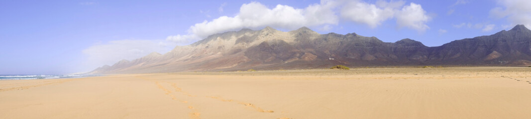 View on a famous beach Cofete on Fuerteventura, Spain.