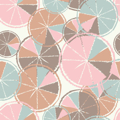Ethnic boho seamless pattern with decorative oranges. Tropical fruits. Print. Repeating background. Cloth design, wallpaper.