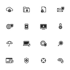 Data security protection icons set