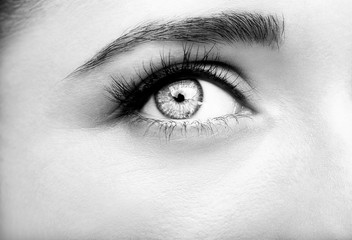 Beautiful insightful look woman's eyes. Monochrome