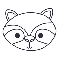 Raccoon cartoon icon. Cute animal creature and little theme. Isolated design. Vector illustration