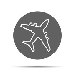 black flat airplane pictogram on a white background