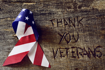 text thank you veterans and the flag of the US