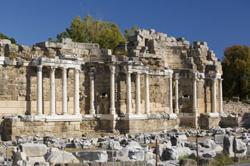 The ruins of the ancient city of Side in Turkey