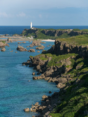 Fototapeta na wymiar Cape of Higashi Henna Zaki of Miyako Island (宮古島 東平安名崎) in Okinawa, Japan