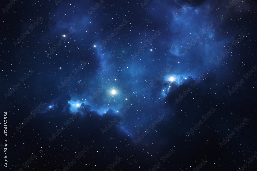Wall mural universe filled with stars, nebula and galaxy