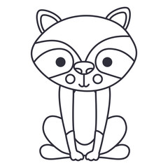 Raccoon cartoon icon. Cute animal creature and little theme. Isolated design. Vector illustration