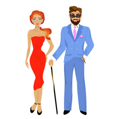 Cartoon characters of fashion elegant pair stylish men and beaut