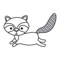 Raccoon cartoon icon. Cute animal creature and little theme. Isolated design. Vector illustration