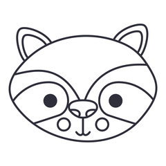 Raccoon cartoon icon. Cute animal creature and little theme. Isolated design. Vector illustration