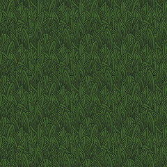Cute seamless background pattern with repeating grass contour on the green background. Vector illustration eps 10