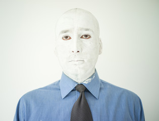 Artistic painting man face in white