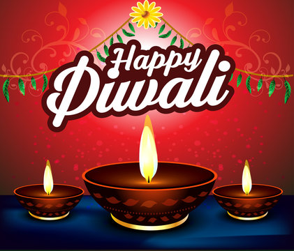happy diwali  background with deepak