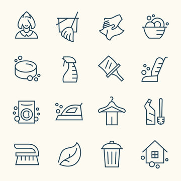 Cleaning line icons