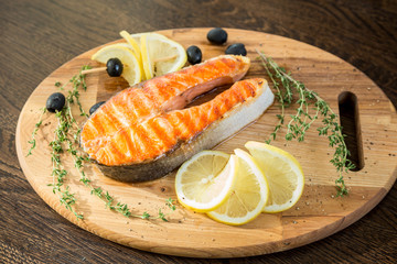 Grilled salmon steak