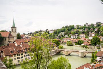 Panoramic view on the magnificent old town of Bern, capital of Switzerland