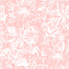 Fototapeta na wymiar Hand drawn seamless floral pattern