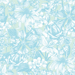 Fototapeta premium Hand drawn seamless floral pattern