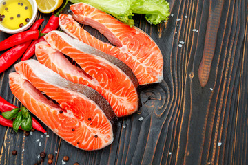 Fresh Raw Salmon Red Fish Steak