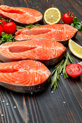 Fresh Raw Salmon Red Fish Steak