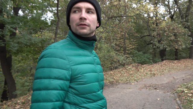 Man Afraid and Run Away in the Forest