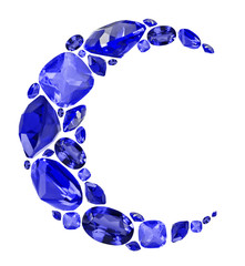 crescent shape symbol from blue sapphire gems isolated on white © Alexander Potapov