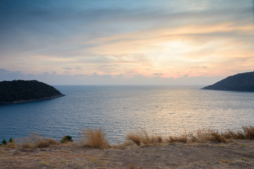 Sunset over the sea at Phuket south of Thailand