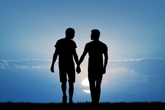 gay couple at sunset