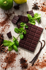 dark chocolate bar with flavors and spices