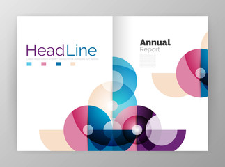 Transparent circle composition on business annual report flyer