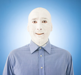 Artistic painting man face in white