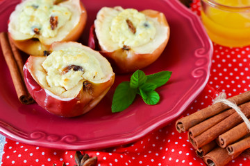 Holiday dessert - baked apples with cottage cheese