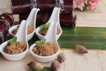 Brown sugar with natural sweet and cane.