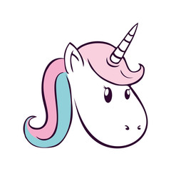 cute unicorn drawn icon vector illustration design