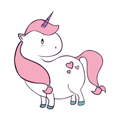 cute unicorn drawn icon vector illustration design
