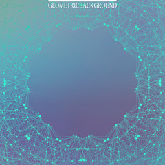 Graphic abstract background communication. Big data visualization. Perspective backdrop with connected lines and dots. Social networking. Illusion of depth. Vector illustration.