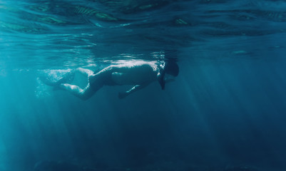 Diver swimming underwater