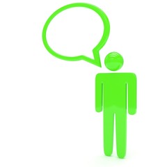 3d man with talk bubbles isolated over a white background. 3d rendering.