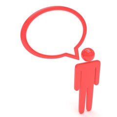 3d man with talk bubbles isolated over a white background. 3d rendering.