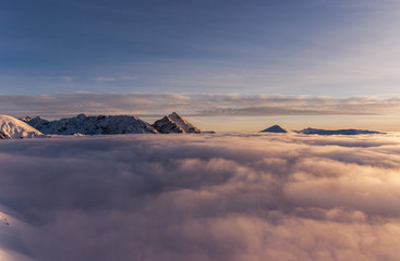 Fototapeta na wymiar Panorama mountain winter landscape