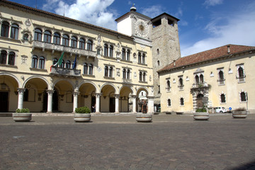 Fototapeta na wymiar The square of the cathedral of Belluno, Veneto, Italy