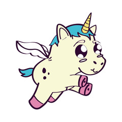 cute unicorn drawn icon vector illustration design