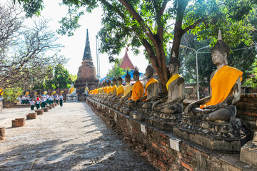 Fototapeta na wymiar Close up of Wat Yai Chaimongkhon, Ayuthaya, Thailand