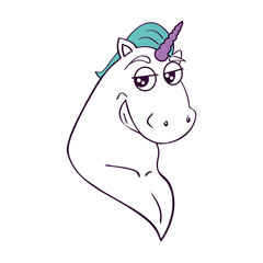 cute unicorn drawn icon vector illustration design