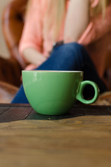Young woman drinking cofee