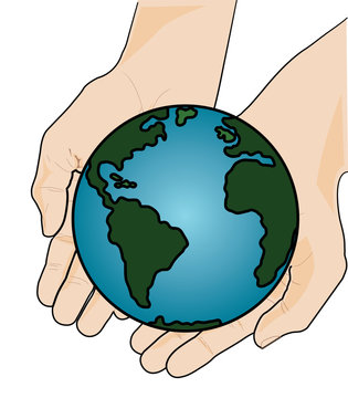The Earth in Two Hands - Vector Illustration