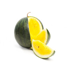Yellow watermelon on white background